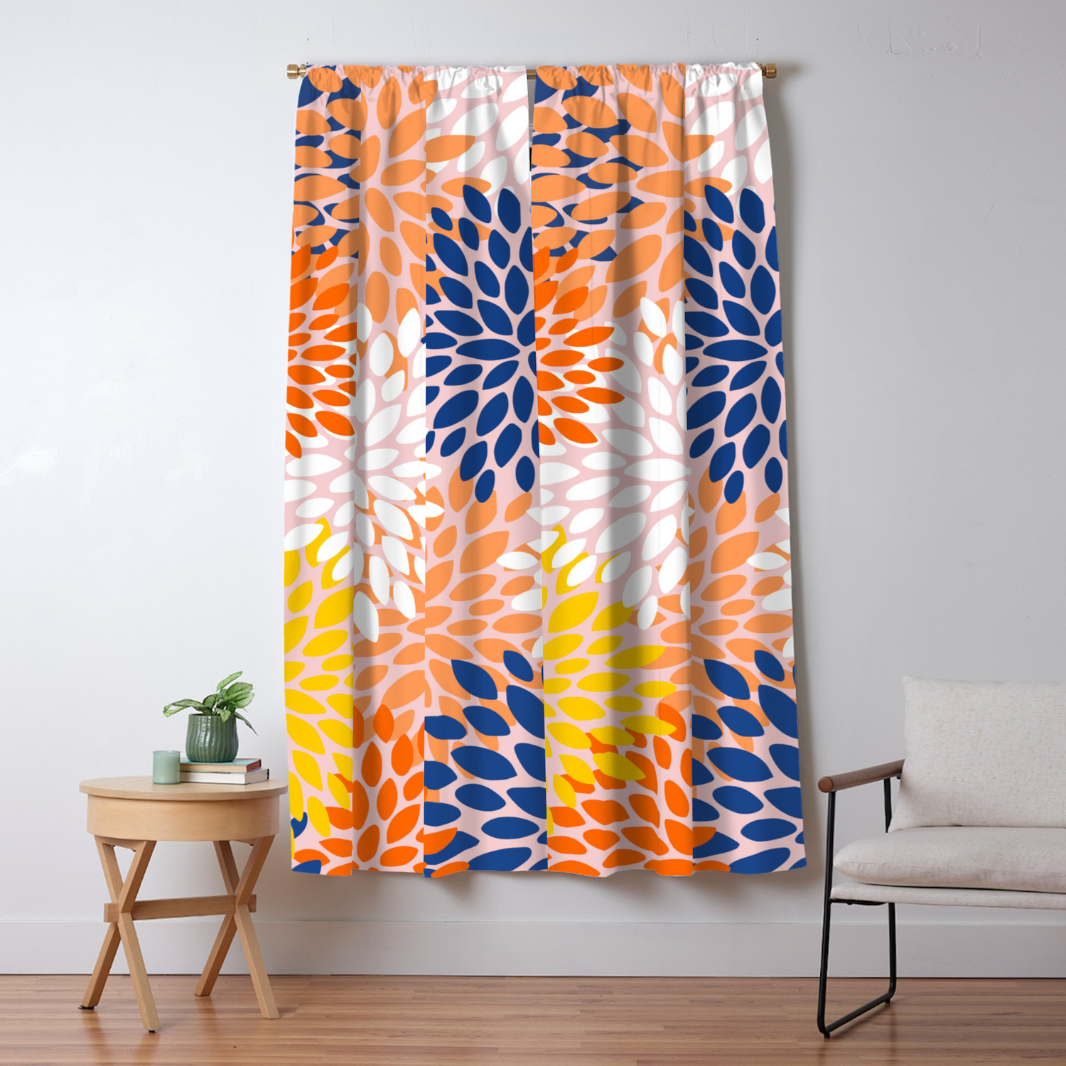 Floral Prints Abstract Art Blue Coral And Yellow Colourful Prints Blackout Curtain By Meganmorrisart Society6