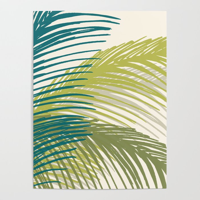 Green Palm Leaf Silhouettes Poster