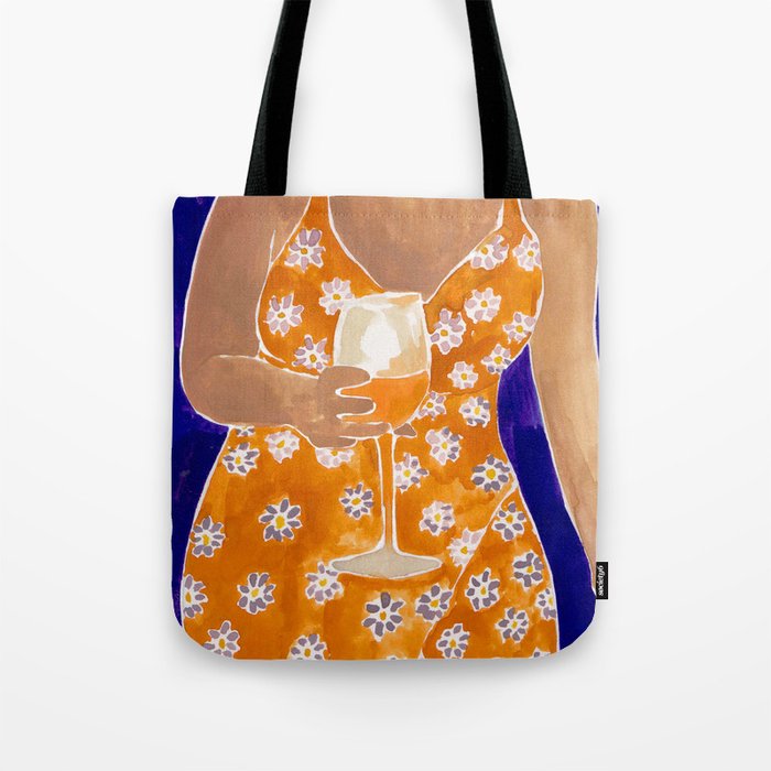 Lady on Blue Tote Bag