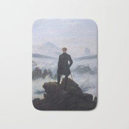 Caspar David Friedrich - Wanderer above the sea of fog Bath Mat | Oldpainting, Vintage, Sorrow, Men, Sea, Landskarpe, Sadness, Grief, Famouspainting, Friedrich 