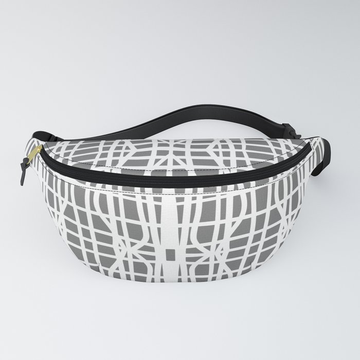 Gray and White Boho Wicker Woven Pattern Fanny Pack