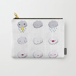 Summer Kawaii Cloud Carry-All Pouch | Cute, Kawaii, Colored Pencil, Drawing, Summer, Kids, Chalk Charcoal 