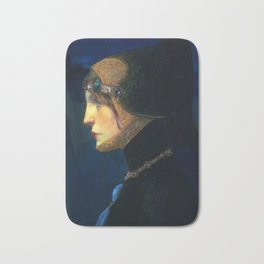 Head of a Lady in Medieval Costume by Lucien Victor Guirand de Scevola (c.1900) Bath Mat