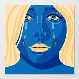 Sad Ukrainian woman is crying Canvas Print