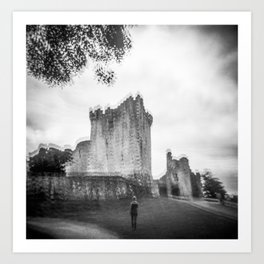 "The Ghost of Ross Castle" - Black and White Film Photograph taken in Killarney, Ireland Art Print