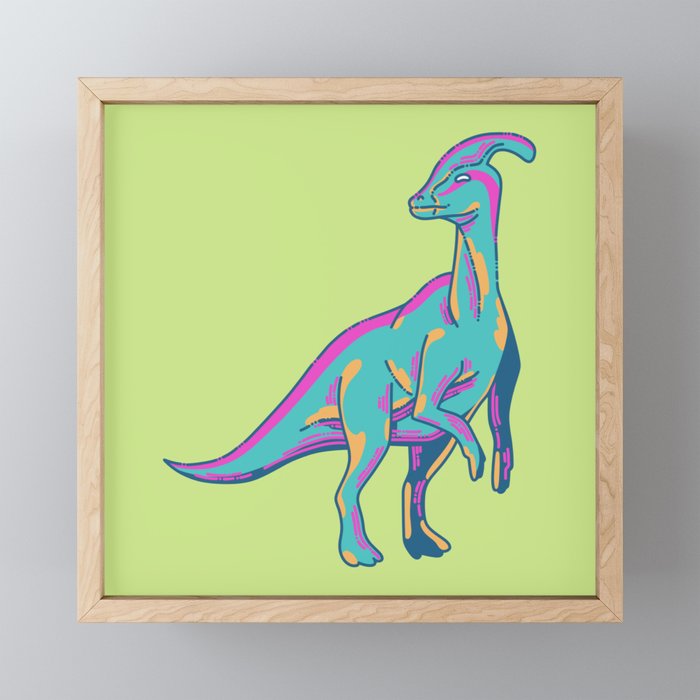 Stylised Parasaurolophus Framed Mini Art Print