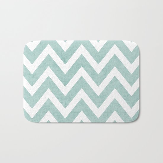 robins egg blue chevron Bath Mat