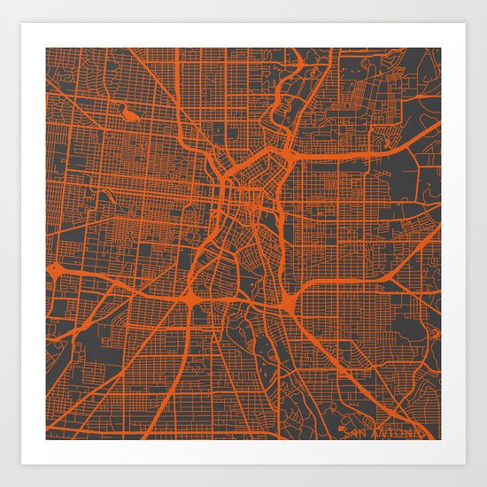 San Antonio Map Art Print