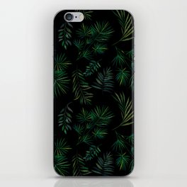 Embroidered Green Leaves iPhone Skin