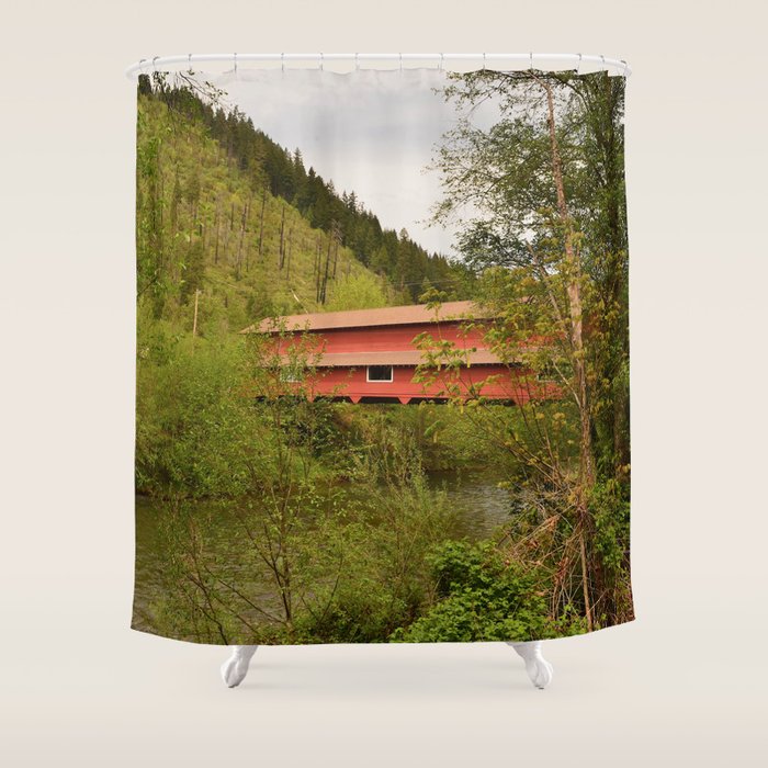 Office Covered Bridge Westfir Oregon Shower Curtain By Office Covered Bridge Westfir Oregon Shower Curtain
