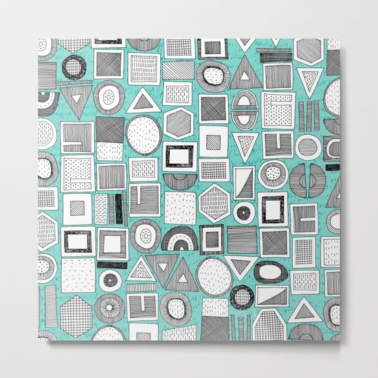 frisson memphis bw aqua Metal Print