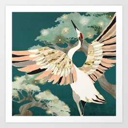 Golden Crane Art Print