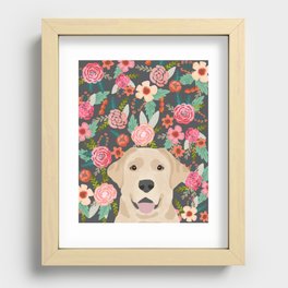 Yellow Lab dog portrait labrador retriever dog art pet friendly florals floral Recessed Framed Print