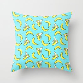 banana toss - blue Throw Pillow