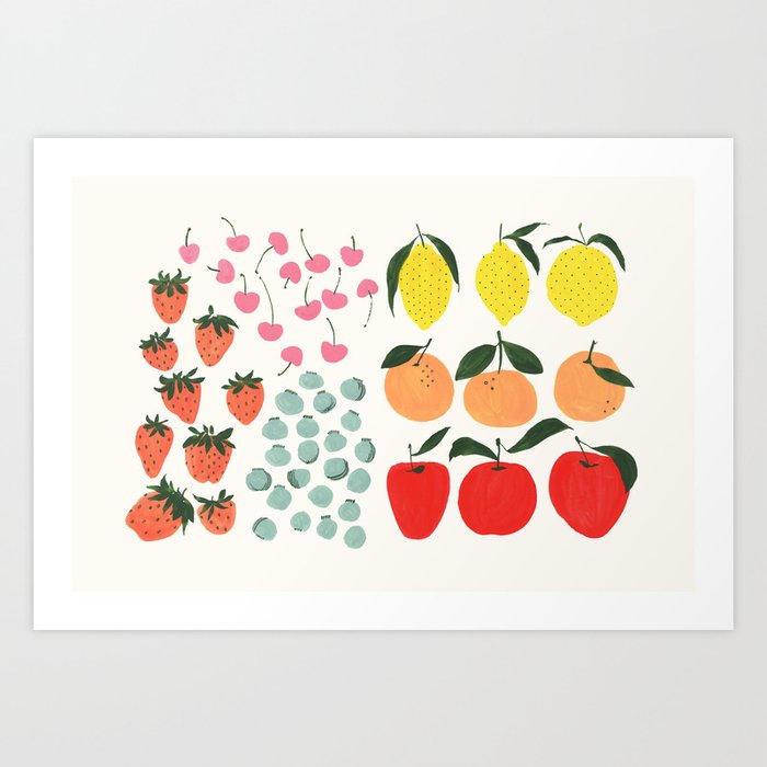 Cute Fruit Art Print by By Dylan M