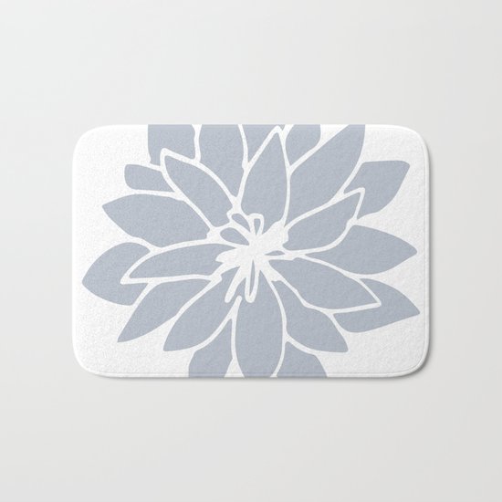 Flower Bluebell Blue on White Bath Mat