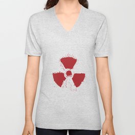 Splatter Radioactive Warning Symbol V Neck T Shirt