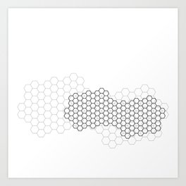 Black and grey cellular overlapping grids Art Print
