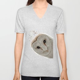 Funny Curious Owl V Neck T Shirt