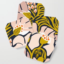 these flowers always fit - floral illustration Coaster | Feminine, Botanical, Cozy, Popular, Outdoor, Plants, Floral, Graphic, Stylizedflowers, Pattern 