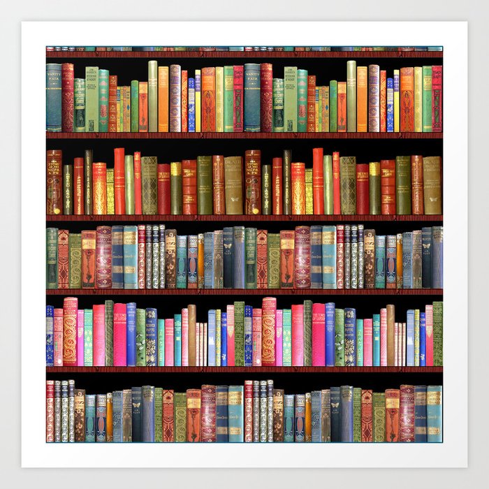 vintage books ft jane austen more art print by magenta rose designs society6