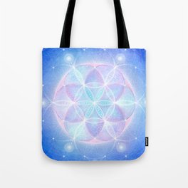 Flower of Life Energy Mandala | Light Frequency Sacred Geometry Mandala | Seed of Life Art  Tote Bag