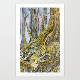 Hare and Hedgehog Art Print