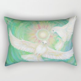 Doves, healing, green energy Rectangular Pillow