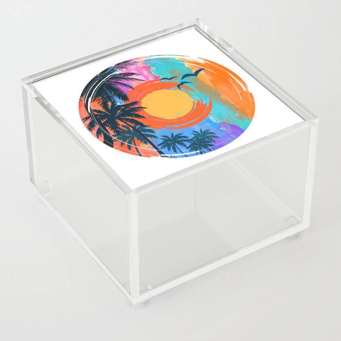 Summer Beach Sunset Acrylic Box