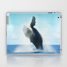 Mexico Photography - Big Whale Jumping Up From The Water Laptop Skin