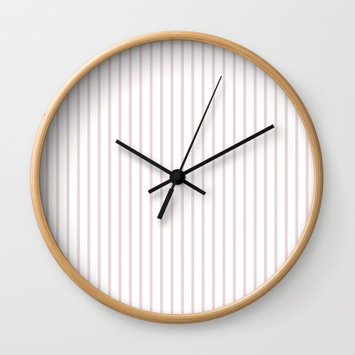 Alice Pink Pinstripe on White Wall Clock