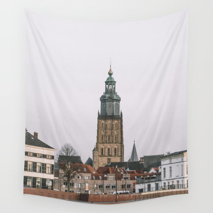 City view of Zutphen - Skyline in the Netherlands - Charming Town with Church in Holland - Travel Photography Wall Tapestry