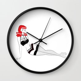 Redhead with lingerie Wall Clock