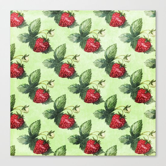 Strawberry Pattern- Strawberries fruits Canvas Print