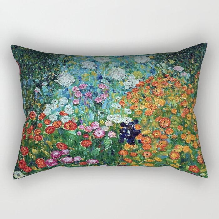 Flower Garden Riot of Colors by Gustav Klimt Rectangular Pillow