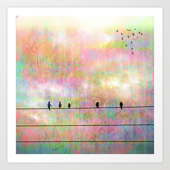 The Quickening, Abstract Sky and Birds Art Print