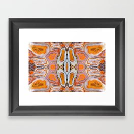 AgateMash (kaleidoscopic mosaic of gorgeous orange, white, pink and purple agate geodes) Framed Art Print