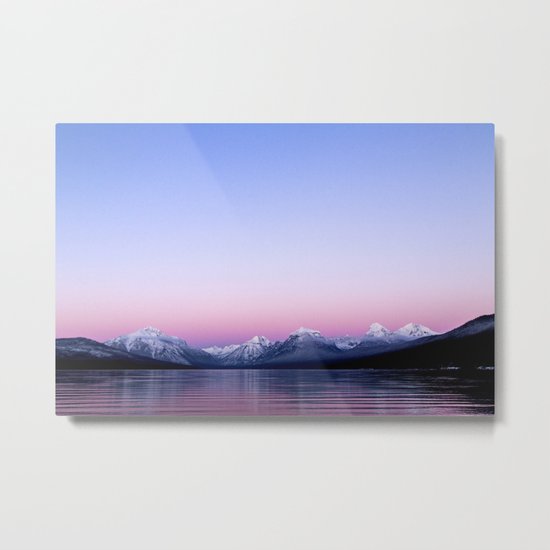pastel mountain lake sunset Metal Print