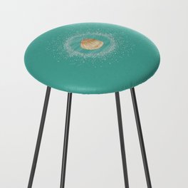 Watercolor Seashell and Sand on Turquoise Green Counter Stool