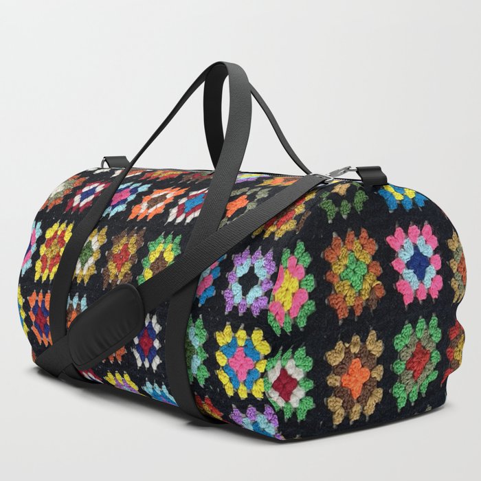 Crochet Granny Squares // Bright Duffle Bag by OliveEllis