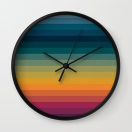 Colorful Abstract Vintage 70s Style Retro Rainbow Summer Stripes Wall Clock | Rainbow, Stripe, Striped, Vintage, 70S, Pattern, Abstract, Decor, Summer, Colors 