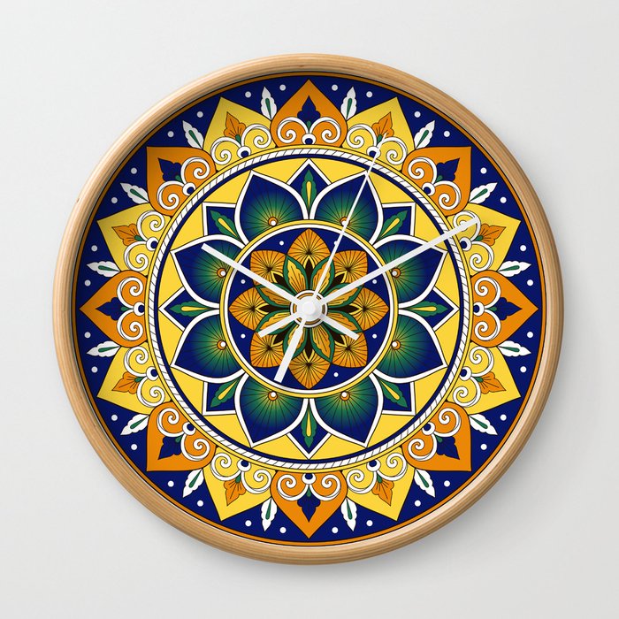 Italian Tile Pattern – Peacock motifs majolica from Deruta Wall Clock