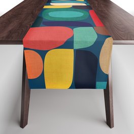 Miles and miles Table Runner | Pattern, Vintage, Bold, Contemporary, Painting, Modern, Artsy, Colorful, Mid Century, Shapes 