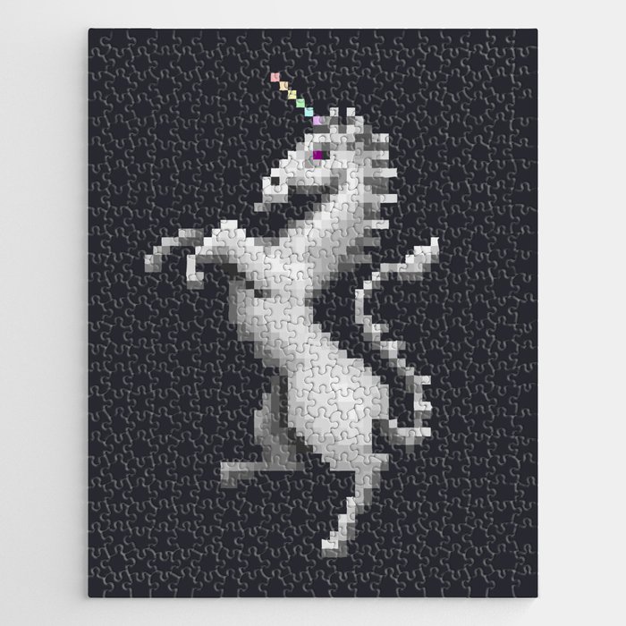 Pixel White Unicorn Jigsaw Puzzle