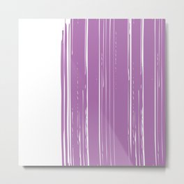 Abstract Painting with Brush Strokes Lavender White Metal Print