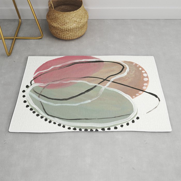 Abstract Acrylic Pink and Green  Rug