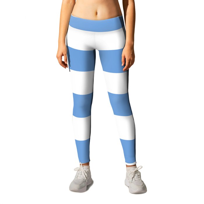 Little boy blue solid color white stripes pattern Leggings by