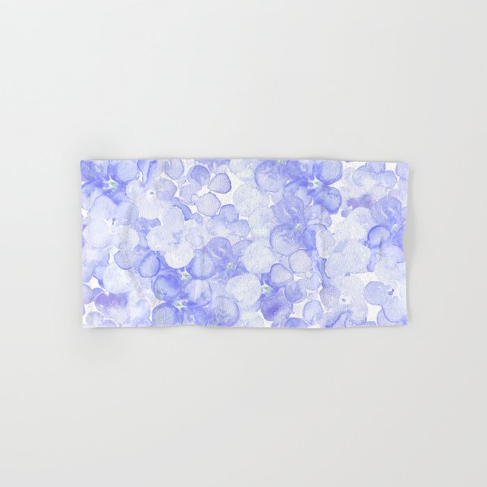 Lavender blue white watercolor hortensia hydrangea floral Hand & Bath Towel