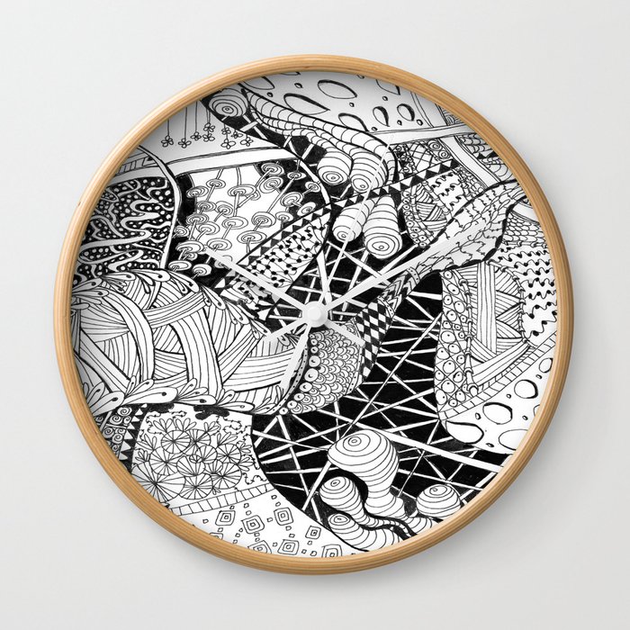 Zen Doodle Zentangle Inspired Art Wall Clock By Patruschka Society6