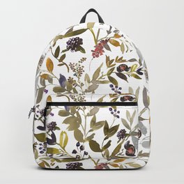 Watercolor Autumn Leaves Pattern On White Background Backpack